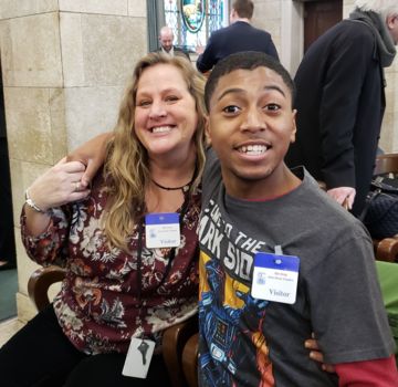 Kathy Rhead, Assistant Executive Director (left) with consumer Cryshaun Rives (right) at the New Jersey State House
